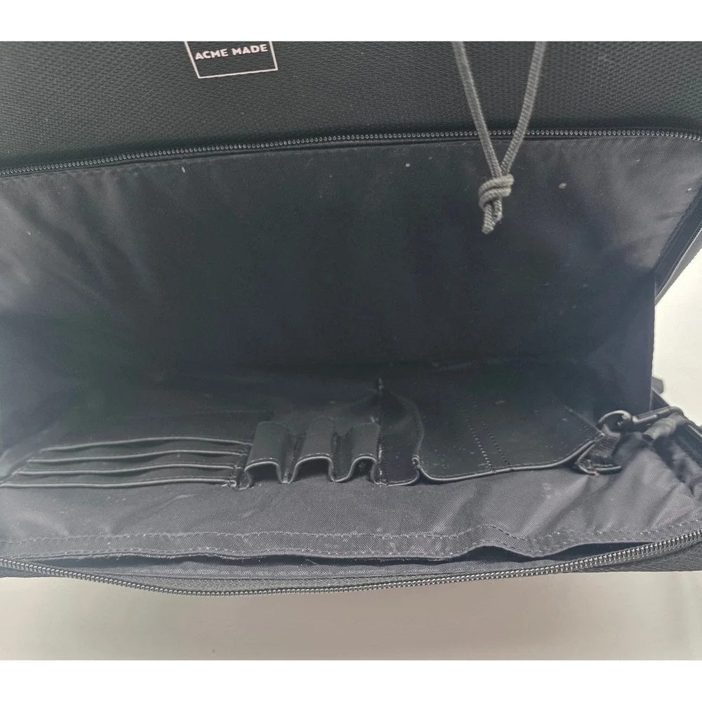Acme Made Black Laptop Messenger Bag Padded Briefcase with Organizer Pocket